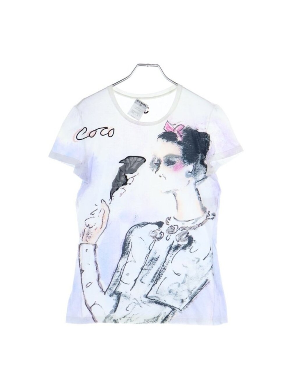 Chanel Coco Mademoiselle CC Logo Embroidery Graphic Print Short Sleeve T-Shirt